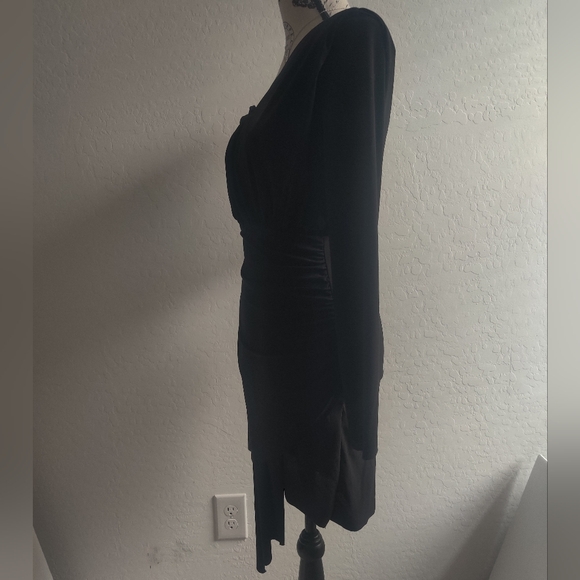 🆕 Black one shoulder ruched asymmetric midi cocktail bodycon party dress_Medium - Picture 2 of 11